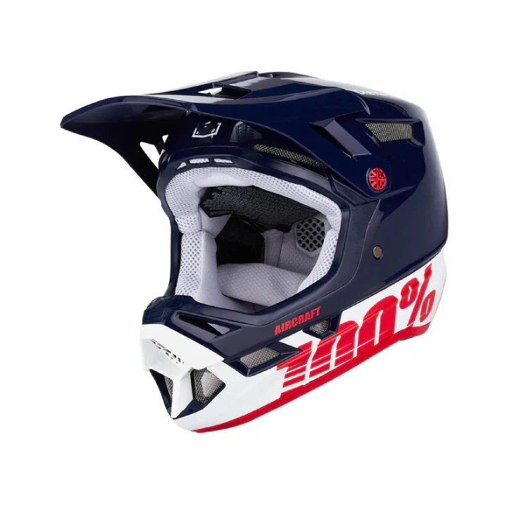 CASCO 100% MX AIRCARFT ATHEM AZUL BLANCO ROJO
