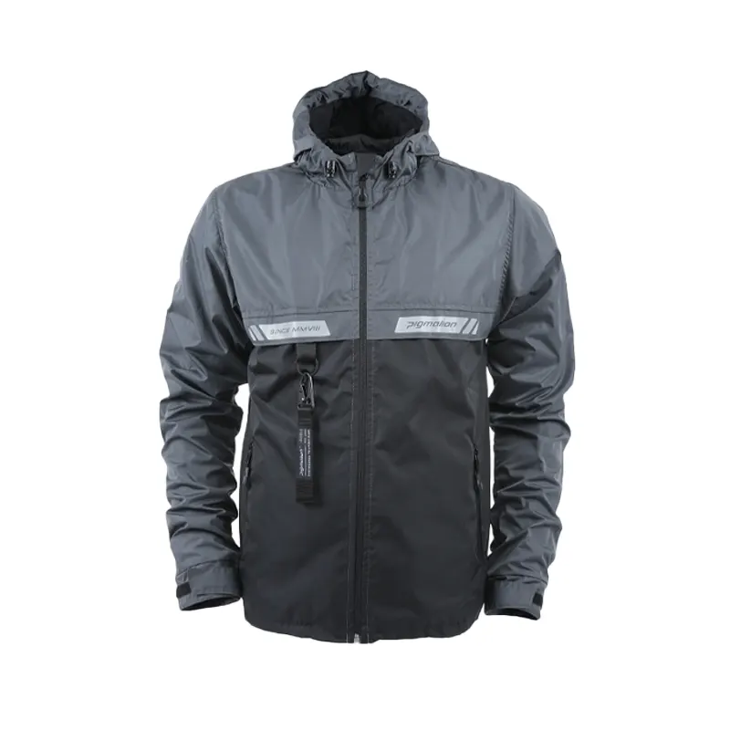 CHAQUETA CORTAVIENTO PIGMALION EURO MASCULINA GRIS NEGRO