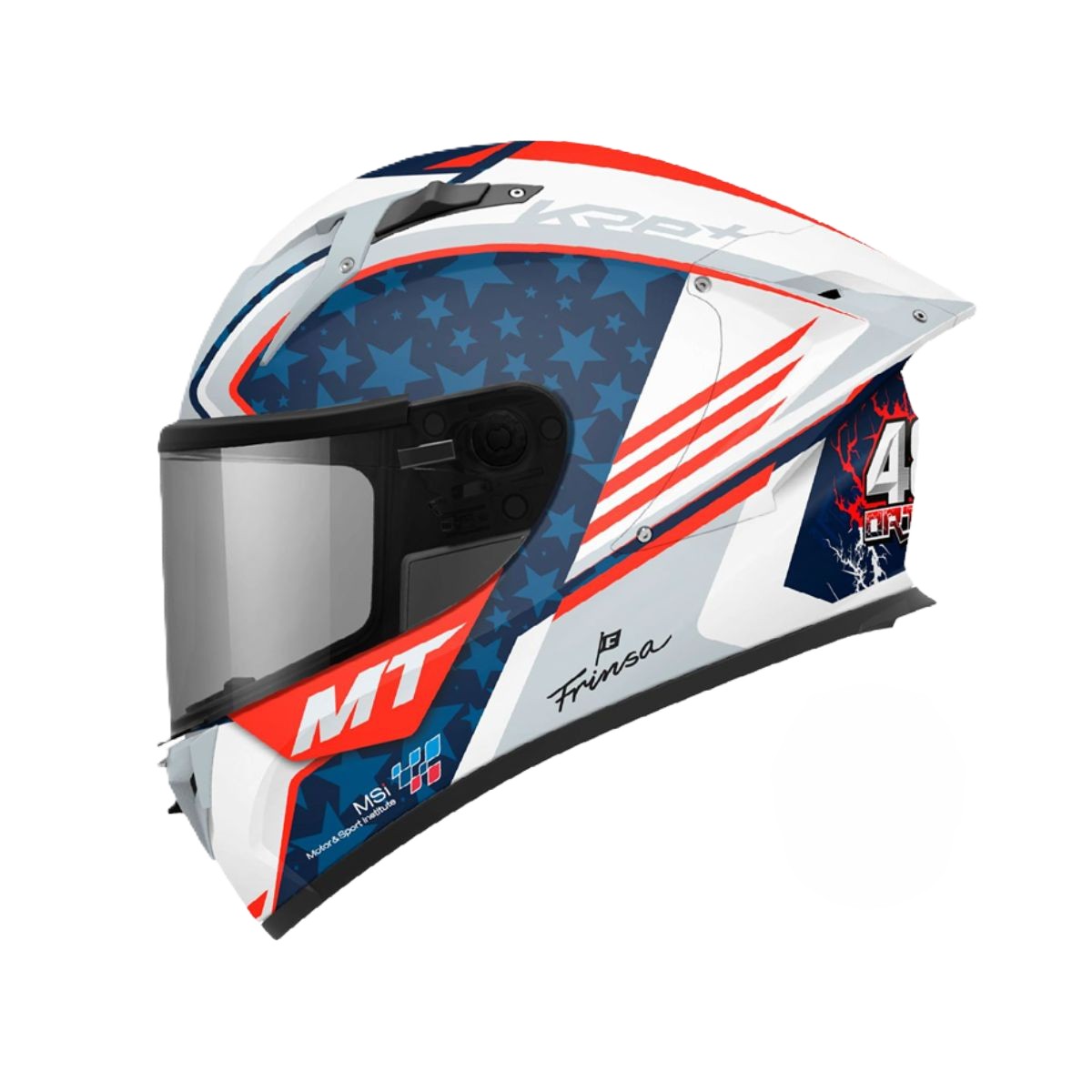 CASCO MT PLUS CARB KRE+S ORTOLA C7 BLANCO AZUL ROJO BRILLANTE
