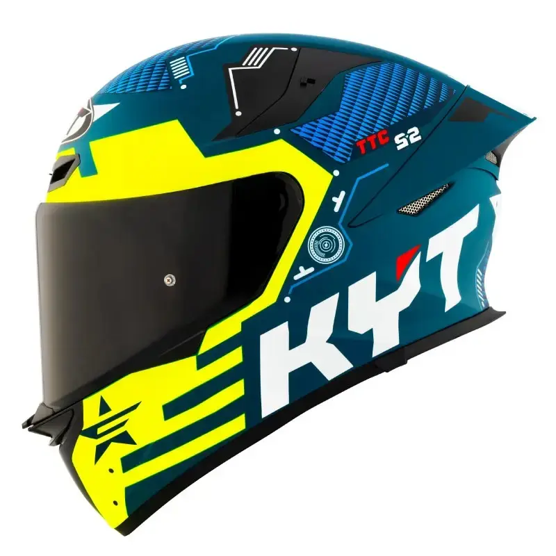 CASCO KYT TT REVO FUSELAGE VERDE AMARILLO BRILLANTE