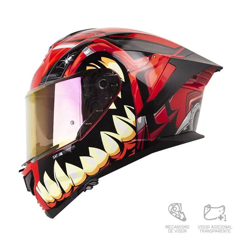 CASCO SHAFT PRO 609 VENOM MADNESS ROJO NEGRO BRILLANTE