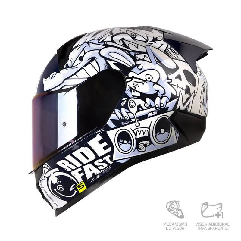 CASCO SHAFT 560 AVICENA AZUL OSCURO BLANCO BRILLANTE