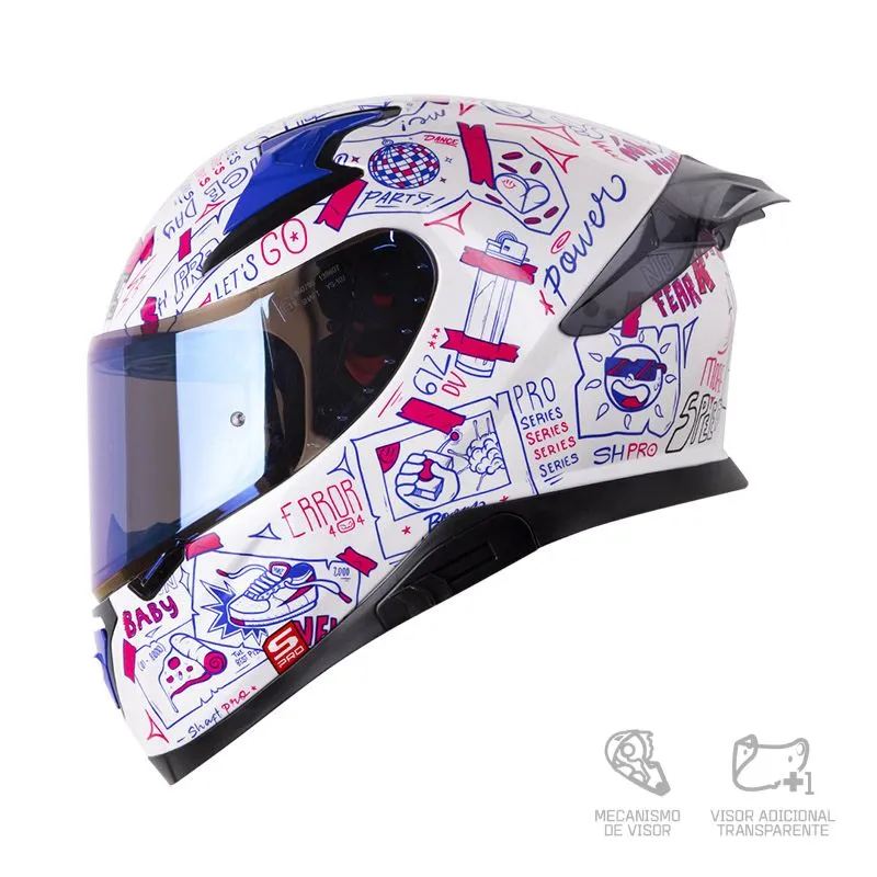 CASCO SHAFT PRO 612DV THINGS BLANCO PERLA FUCSIA BRILLANTE