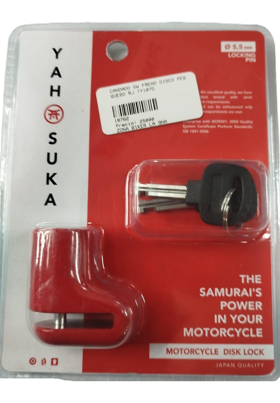 CANDADO GW FRENO DISCO SIN ALARMA PEQUEÑO ROJO