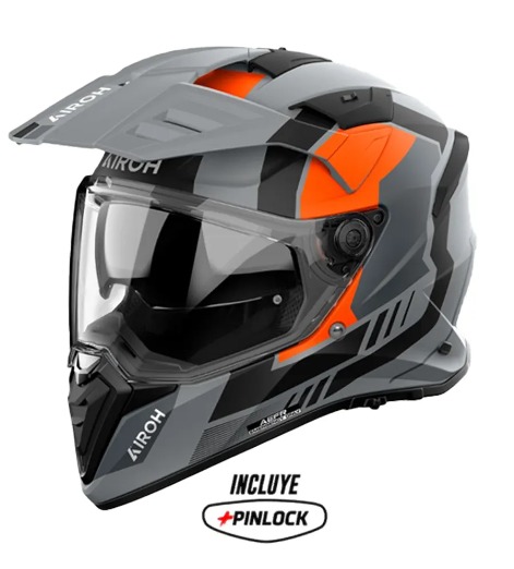 CASCO AIROH DUAL BANDIT HORN GRIS NARANJA