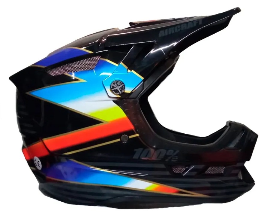 CASCO 100% MX AIRCARFT KNOX NEGRO BRILLANTE
