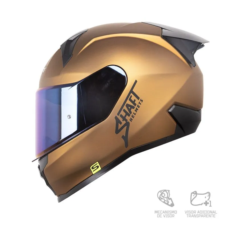 CASCO SHAFT 560 EVO SOLID CROMADO DORADO NEGRO MATE