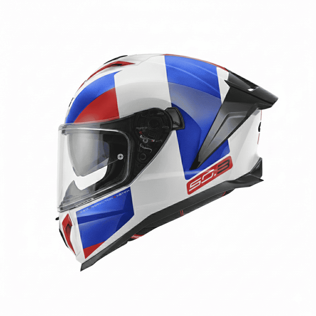 CASCO GIVI 50.3 VISION BLANCO AZUL ROJO BRILLANTE