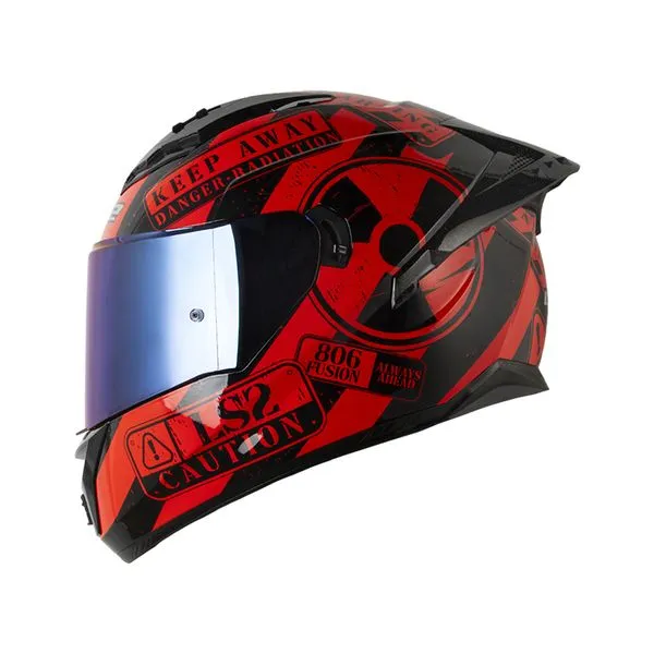 CASCO LS2 FF806 FUSION CAUTION ROJO NEGRO
