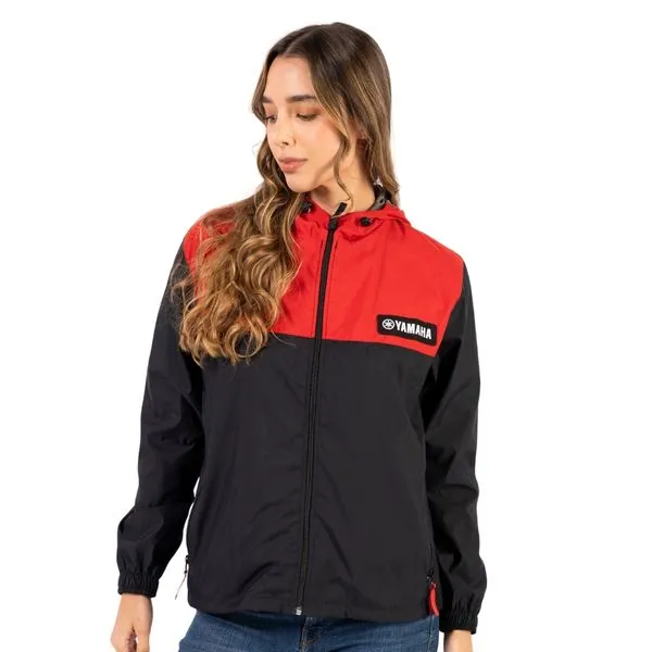 CHAQUETA CORTAVIENTO YAMAHA NEGRO ROJO FEMENINO