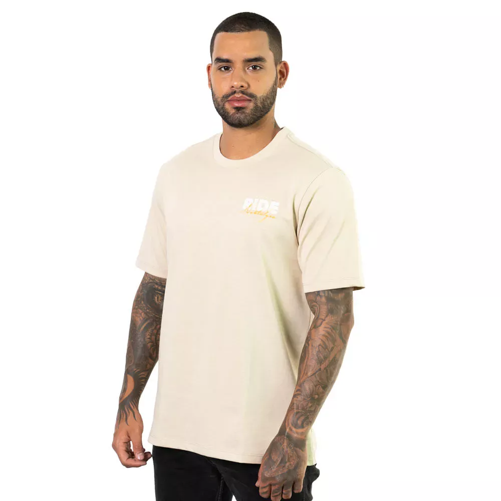 CAMISETA YAMAHA RIDE NOSTALGIA MASCULINA BEIGE
