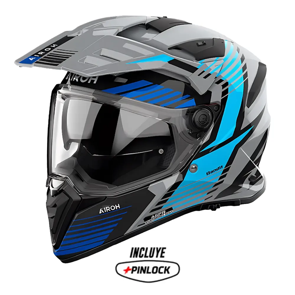 CASCO AIROH DUAL BANDIT SPICY AZUL GRIS