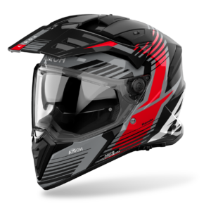 CASCO AIROH DUAL BANDIT SPICY NEGRO ROJO