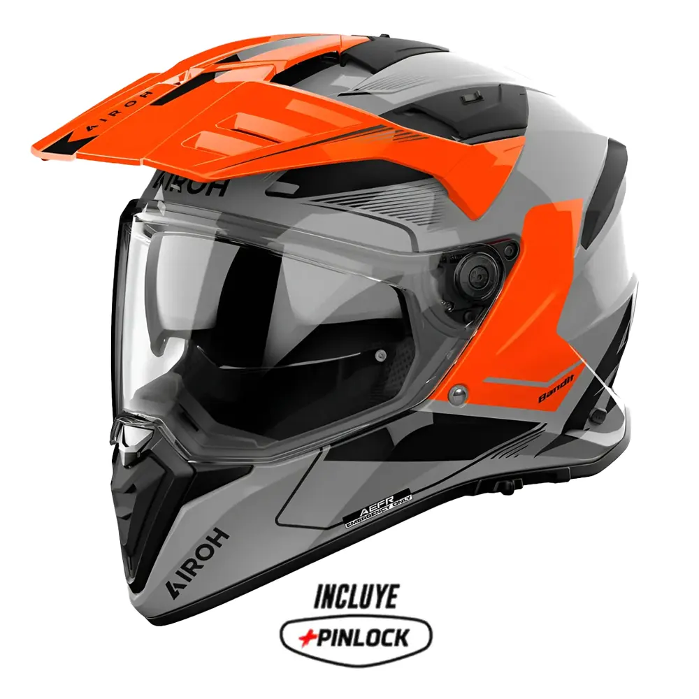 CASCO AIROH DUAL BANDIT TUNE GRIS NARANJA