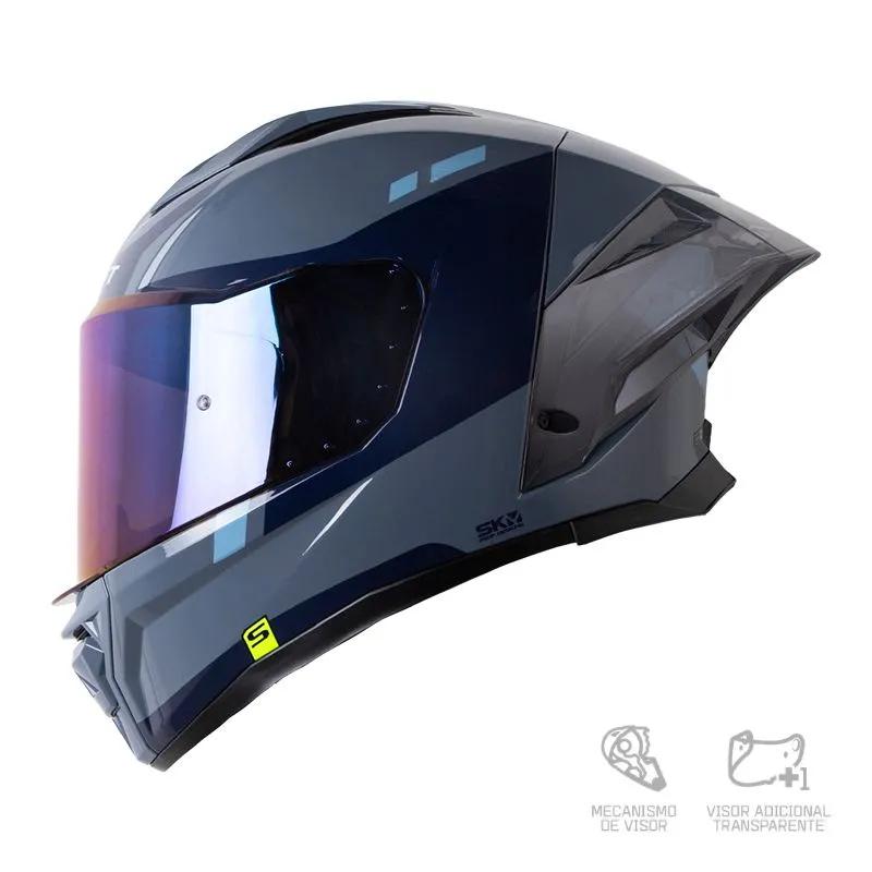 CASCO SHAFT 596SP NUKE GRIS OSCURO AZUL GRIS VISOR AZUL IRIDIUM