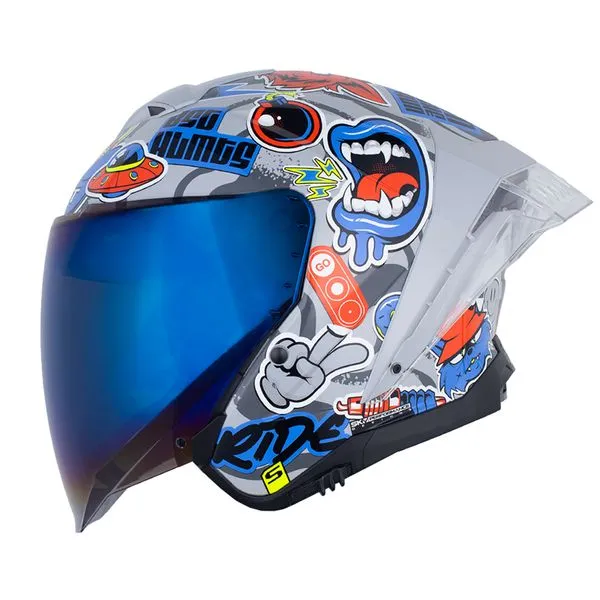 CASCO SHAFT 246 SP NEW STICKERS GRIS AZUL BRILLANTE