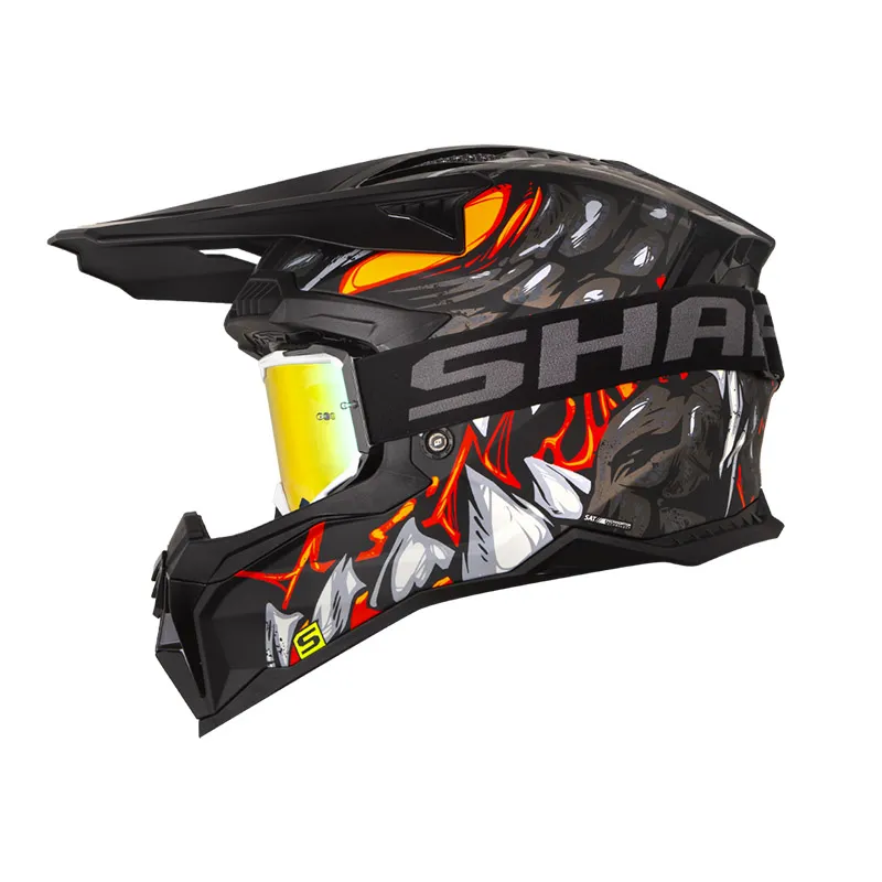 CASCO SHAFT MX60 SOBEK NEGRO NARANJA NEON BRILLANTE