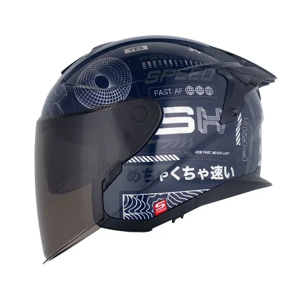 CASCO SHAFT PRO 240DV WIRE FRAME AZUL OSCURO SILVER MATE