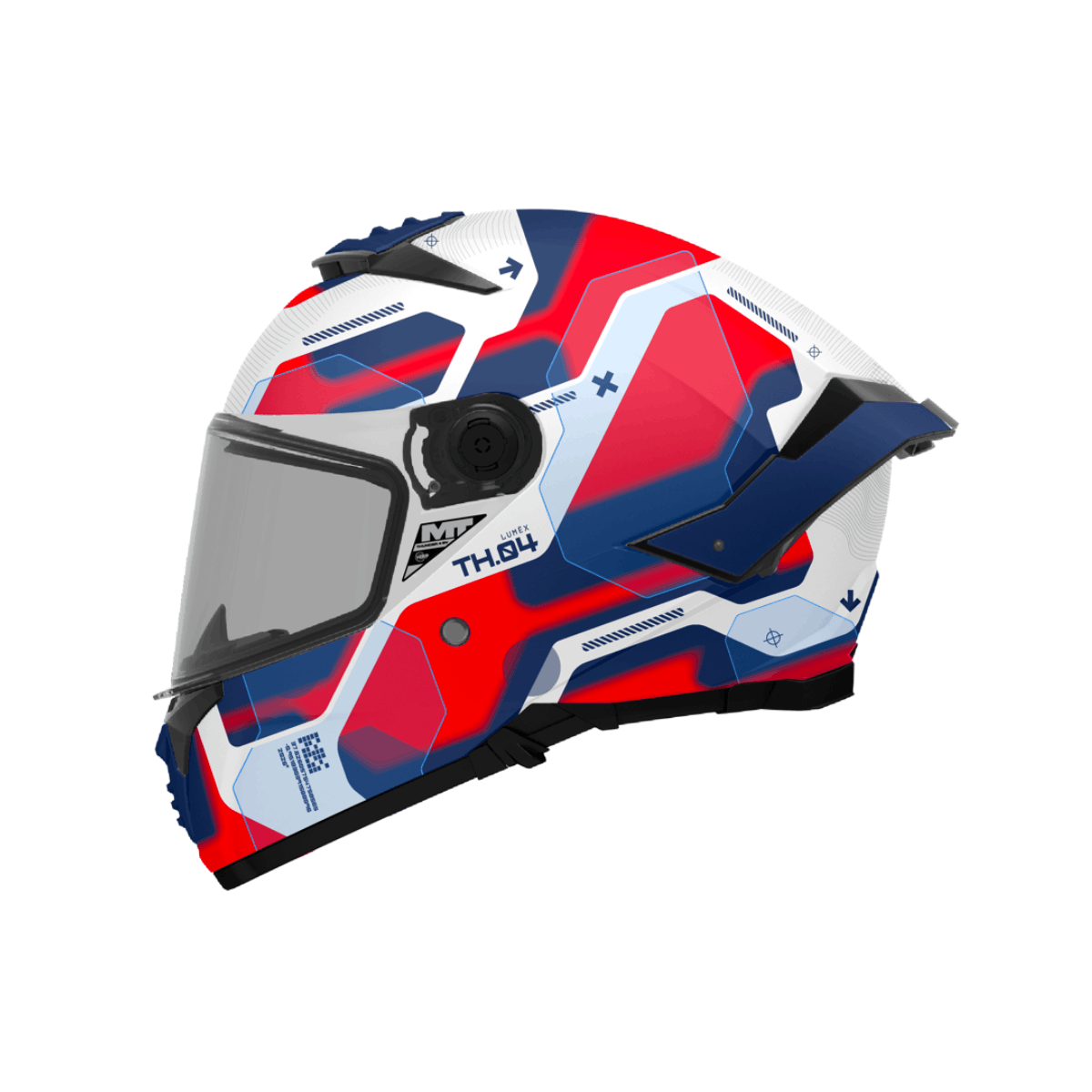 CASCO MT THUNDER 4SV LUMEX A15 BLANCO ROJO AZUL BRILLANTE